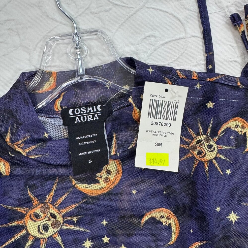 Celestial Hot Topic Cosmic Aura Lined Mesh L/S Shirt Size Small NWT - Picture 3 of 3